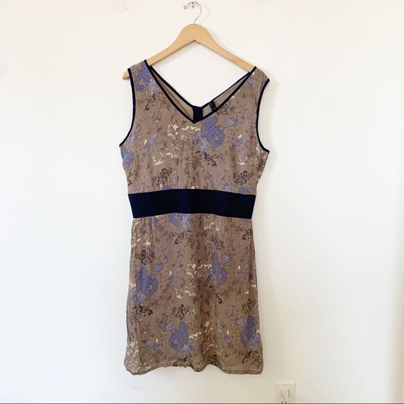 Vero Moda Caroline Brown Blue Pattern Vneck Dress - Picture 2 of 11